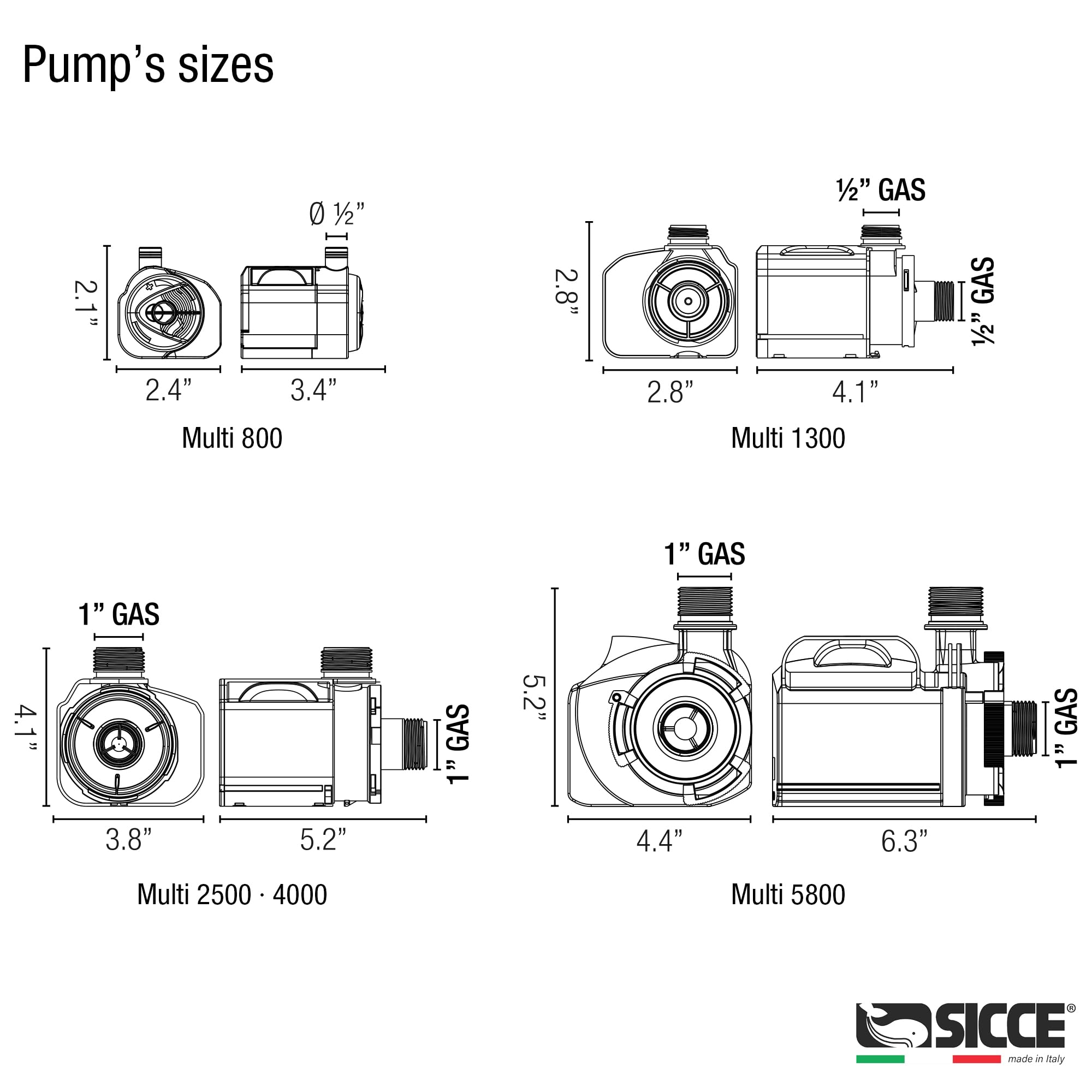 Amazon.com : Sicce Multi Quiet 2500 Submersible Water Pump 715 GPH